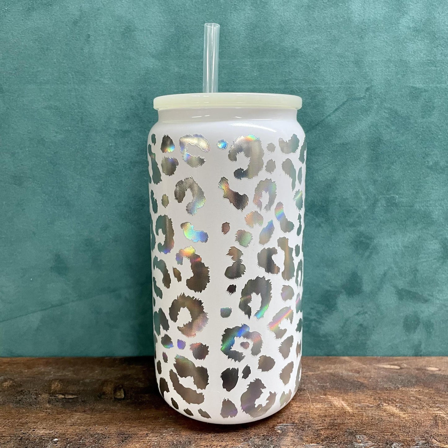 Leopard Holographic Glass Tumbler- Mugsby